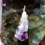 Natural Amethyst Point Silver Wire Wrapped Pendant 03